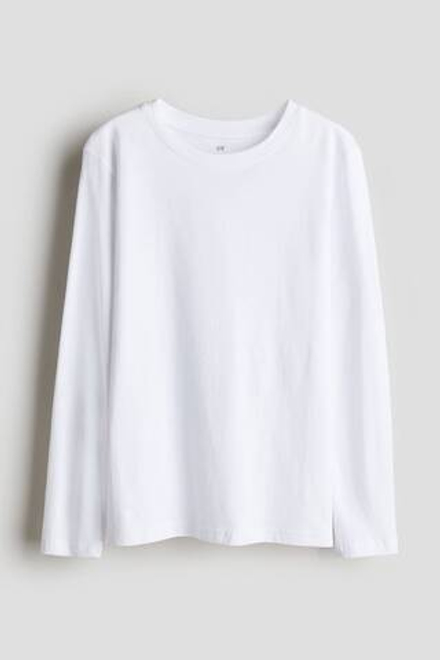 H&M Лонгслив с длинным рукавом, белый