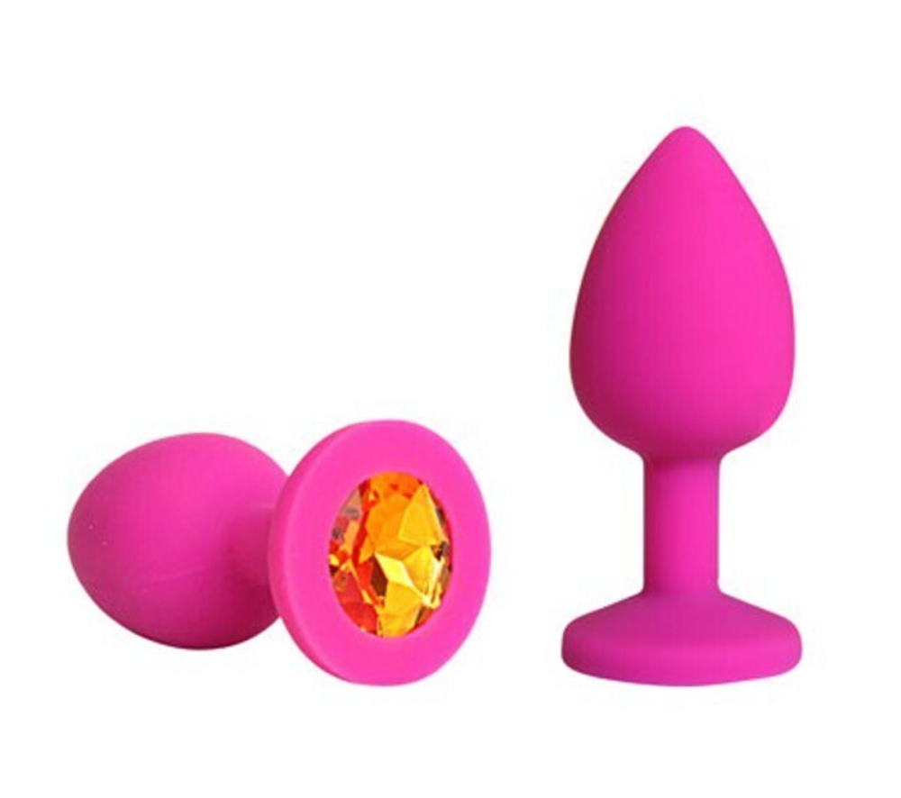 Небольшая силиконовая втулка с оранжевым кристаллом Sexy Friend, (7 см ) (Цвет: фиолетовый, оранжевым)