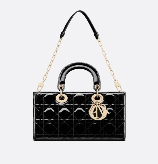 Сумка Dior Lady D-joy из лакированной кожи, черный