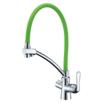 LM3070C-Green Комфорт Смеситель для кухни, с гибким изливом, с подкл. к фил пит. воды хром, зел.