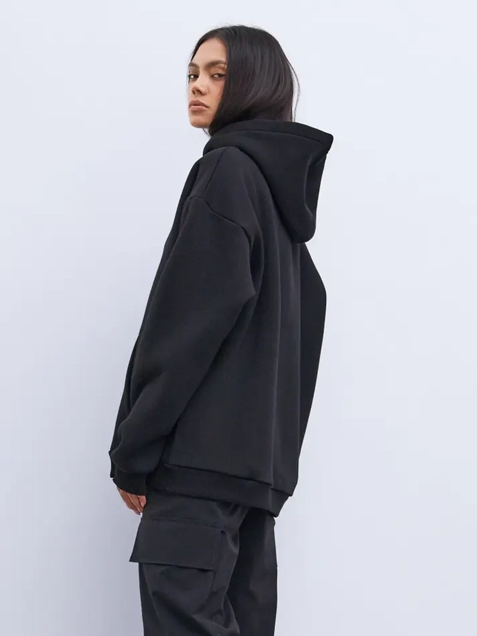 Худи оверсайз с начесом (черный) 360 г