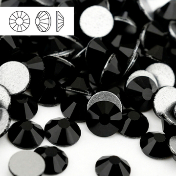 Стразы холодной фиксации из стекла, цвет Jet, форма Flatback