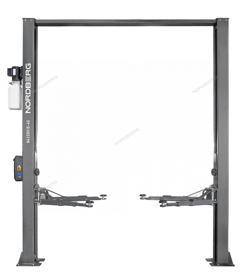Подъемник двухстоечный 4 т, верхняя синхронизация, с электростопорами, H=4 м, 380 В, серый NORDBERG