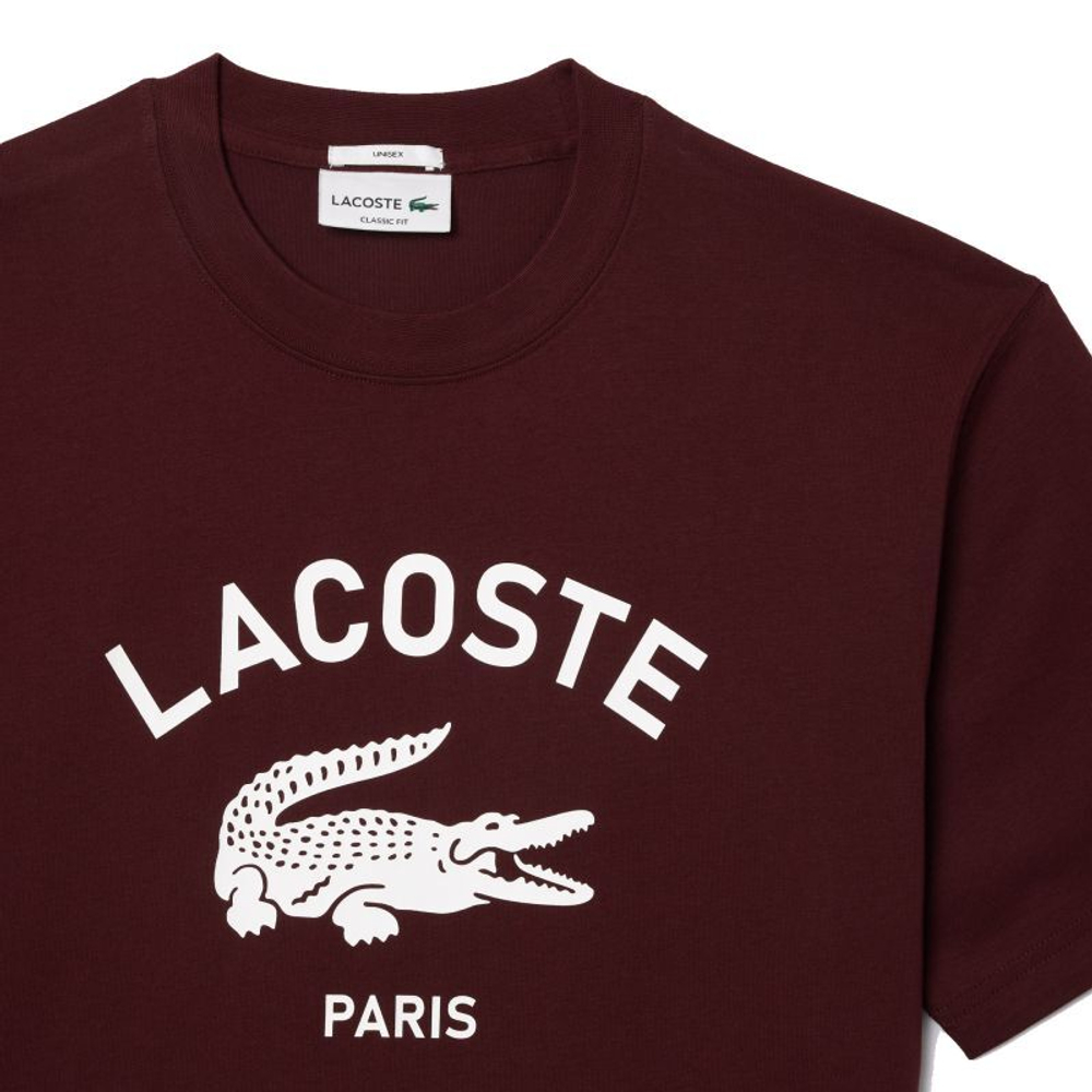 Мужская теннисная футболка Lacoste Signature Print Cotton - Коричневый
