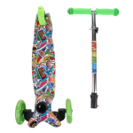 Самокат 3х-колес. 55 см, ручка макс. 62 см, зеленый, колеса PU свет цветные, макс. вес 45 кг