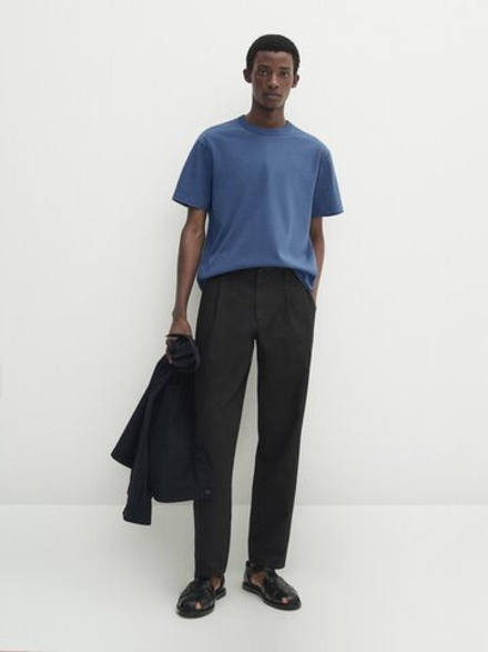 Massimo Dutti Футболка из 100% хлопка, синий