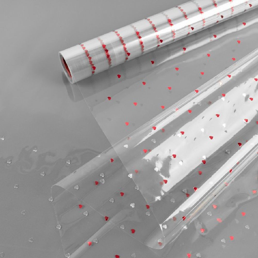 Пленка прозрачная "Любовный узор" 57см*10м Красный