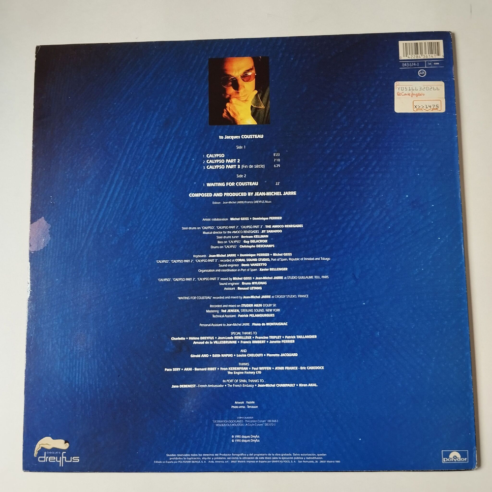Винтажная виниловая пластинка LP Jean Michel Jarre Waiting For Cousteau (Spain 1990) Calypso