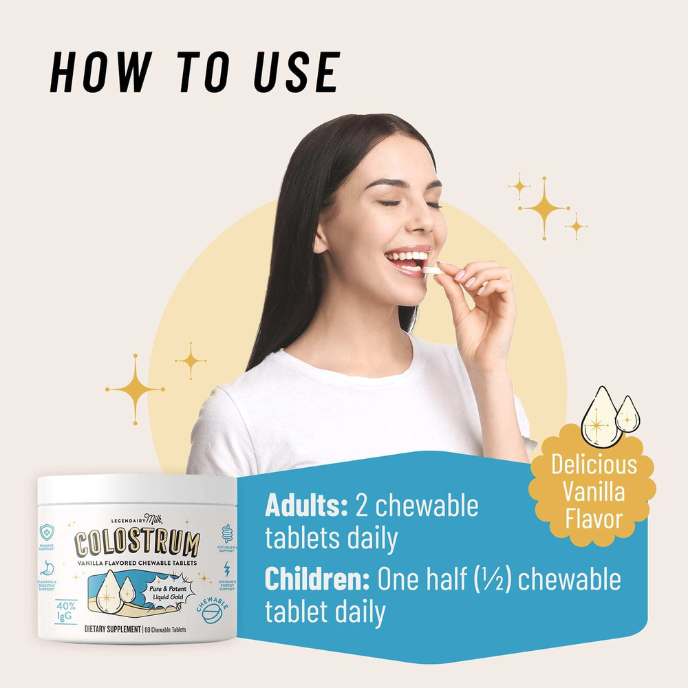Legendairy Milk, молозиво, ваниль, 60 жевательных таблеток