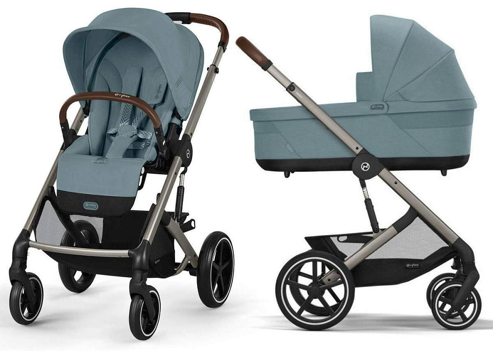 Коляска Cybex Balios S Lux TPE 2025 Cloud G i-Size Stone Grey Plus 3 в 1 Stormy Blue