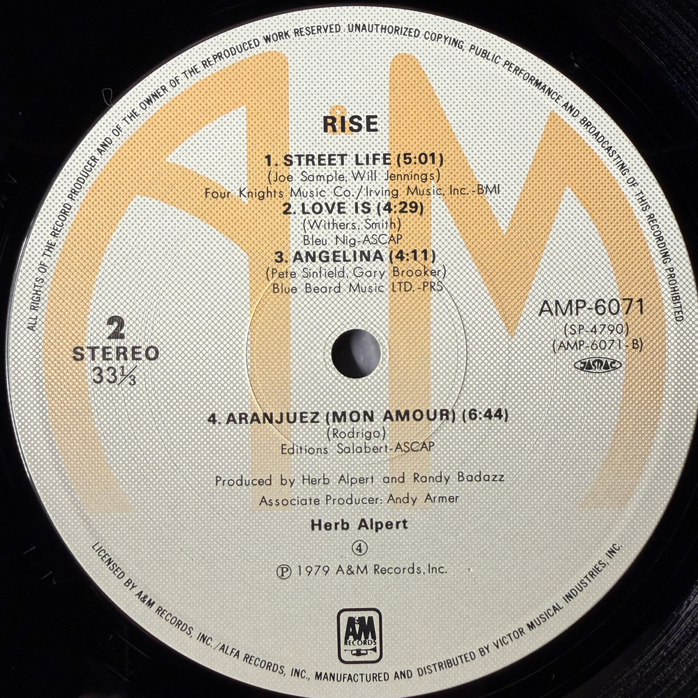 Herb Alpert ‎– Rise (Япония 1979г.)