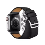 Apple Watch Series 8 Hermes 41mm, двойной кожаный ремешок черного цвета с металлической цепью