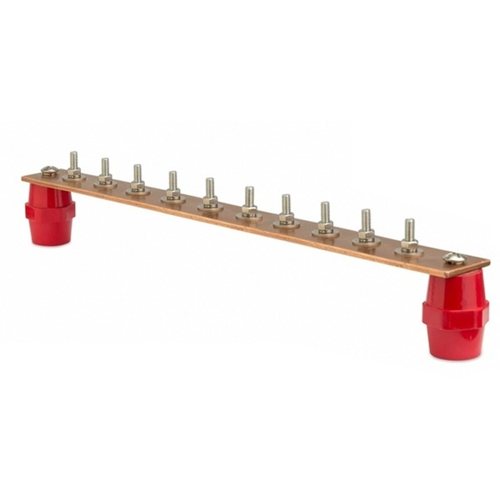 Главная заземляющая шина с изоляторами, 10 подкл.380ммх40ммх4мм, медь DKC NE2010