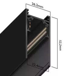 Трековая система освещения для натяжных потолков MAGNETIC S20 48V Чёрный шинопровод алюминиевый четырех-контактный низковольтный 4TRA 57x55x1500mm IP20 1.5 м. торцевые заглушки в комплекте