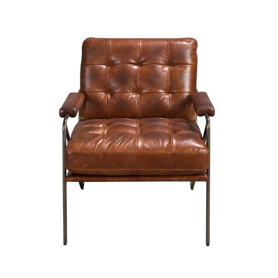Кресло 5166 из коньячно-коричневой кожи