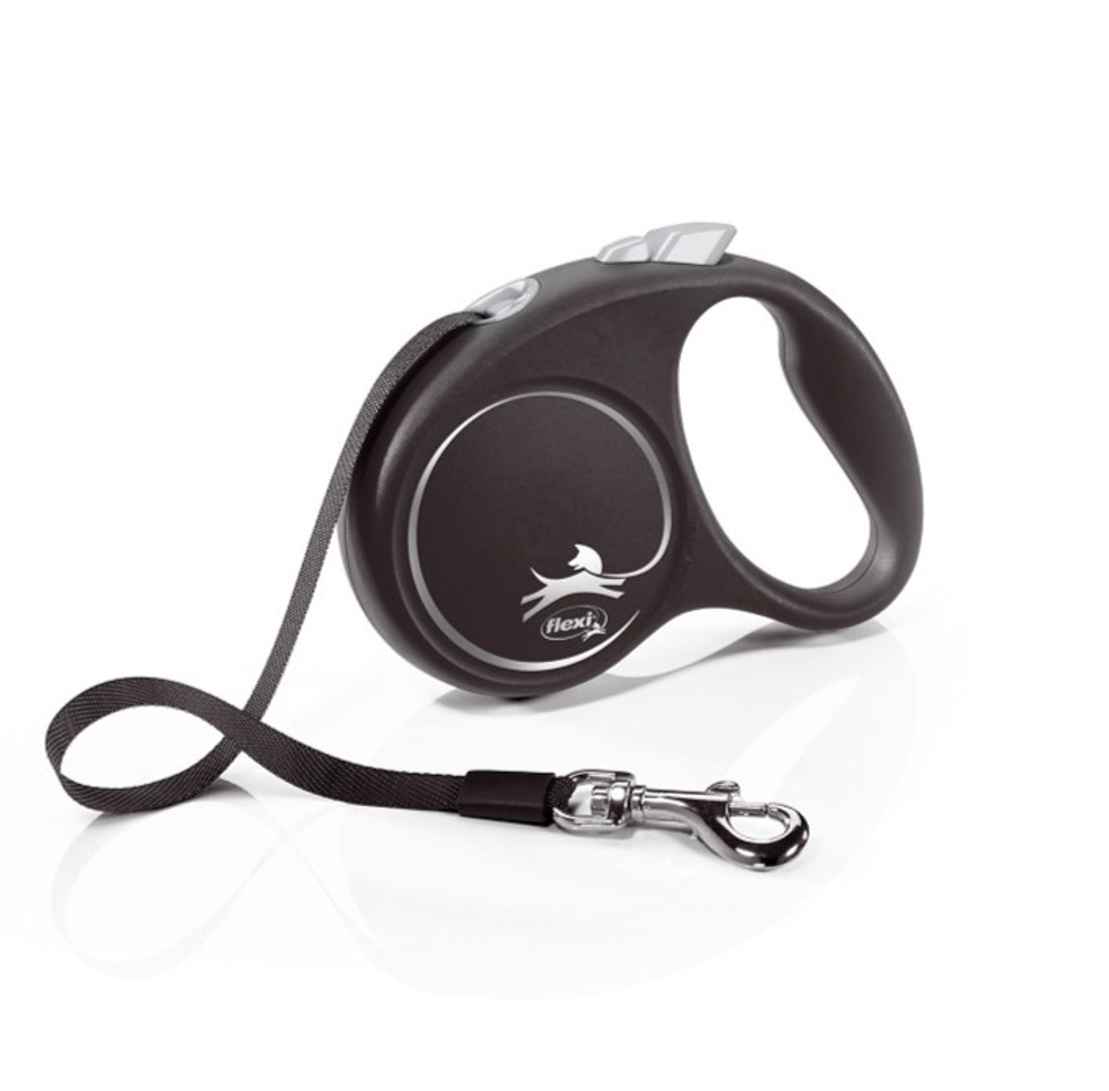 Flexi new Black Design рулетка для собак 15 кг ремень 5 м.