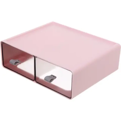 Ящик настольный для хранения «ТЭРЛИН», два отделения, цвет пудровая роза, 7,5*22*18см (пакет)