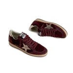 Женские Golden Goose Ball Star Velvet Ruby Red with Silver Star and Heel Tab
