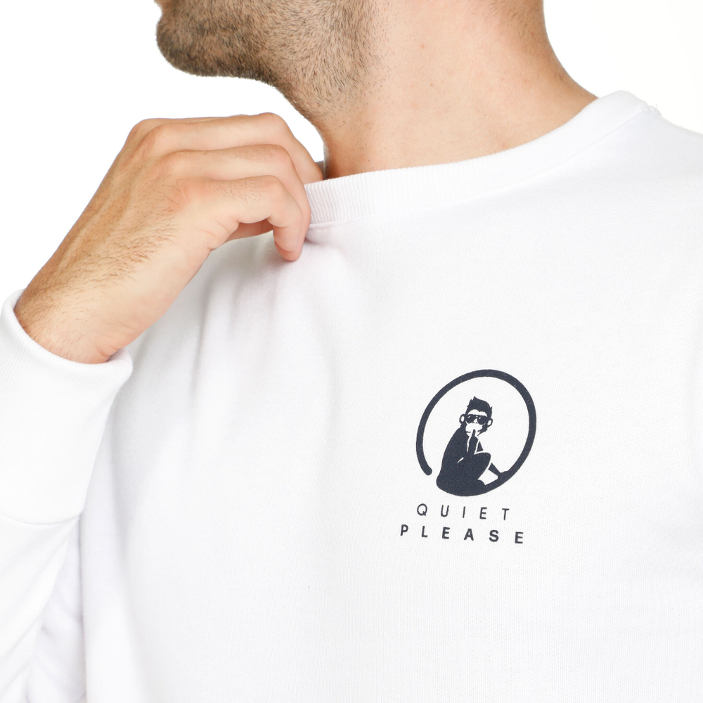 Мужская кофта теннисная Quiet Please Baseline Sweatshirt Men - White, Blue