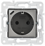 SKANDY Розетка с заземлением с защитными шторками 16А с USB C 18Вт SK-R17N металл никель IEK