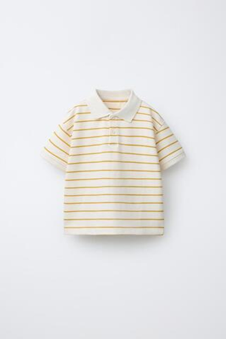 ZARA ПОЛО В ПОЛОСКУ, ЭКРЮ/ЖЕЛТЫЙ