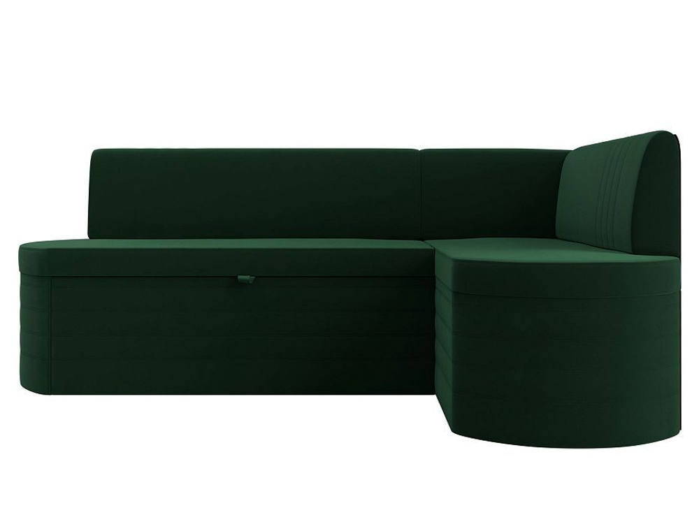 Диван кухонный угловой Токио правый угол, Зеленый, Велюр, 119417
