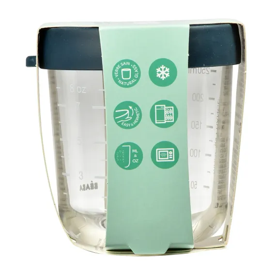 Стеклянный контейнер Beaba Glass Portion Jar 250 ml Dark Blue