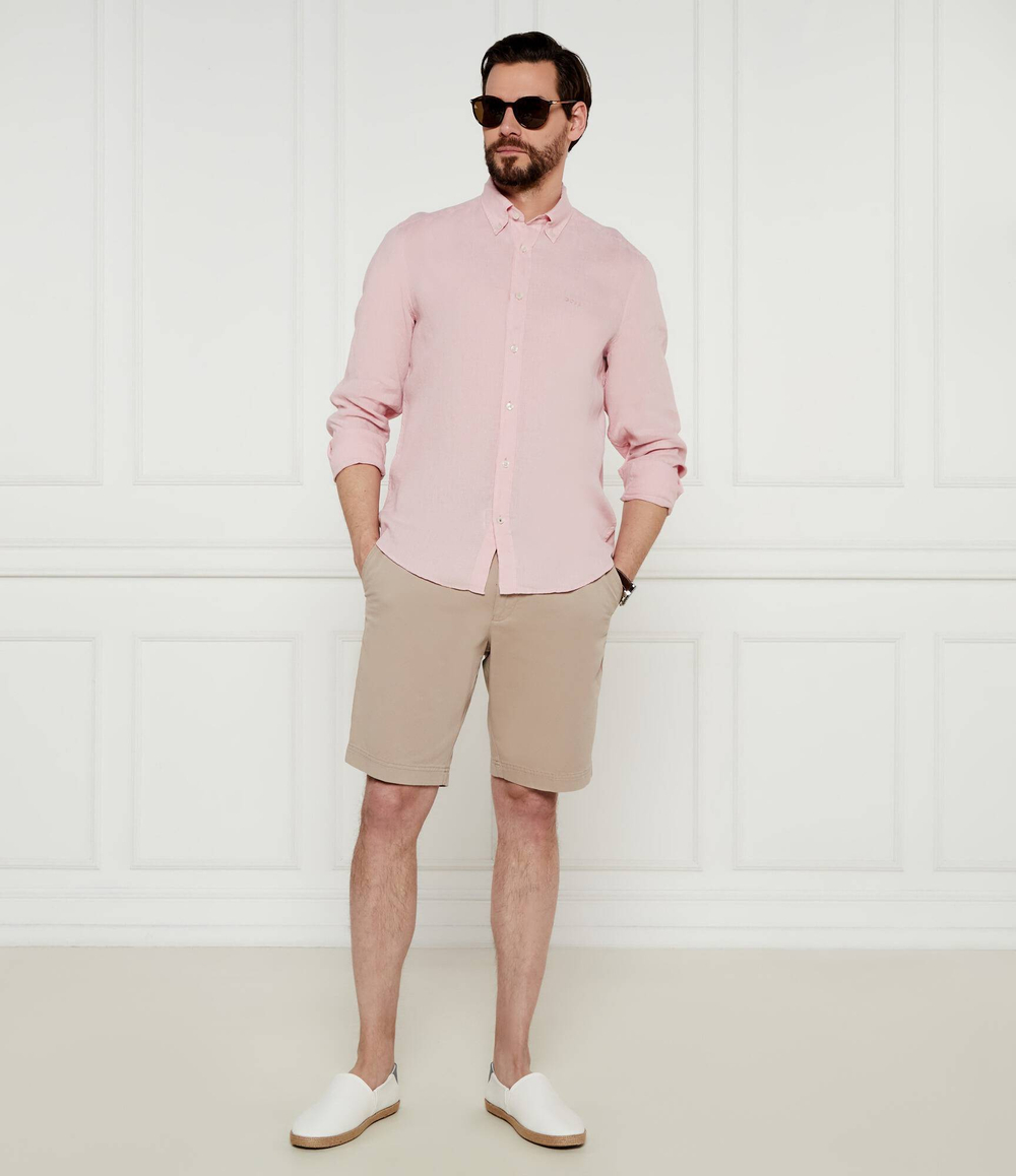 Льняная рубашка H-LIAM-BD-E-C1-243 BOSS BLACK - пудро-розовый(50522592)