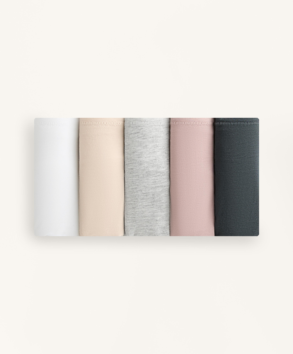 OYSHO Набор из 5 пар трусов-стрингов из хлопковой смеси, темно-синий