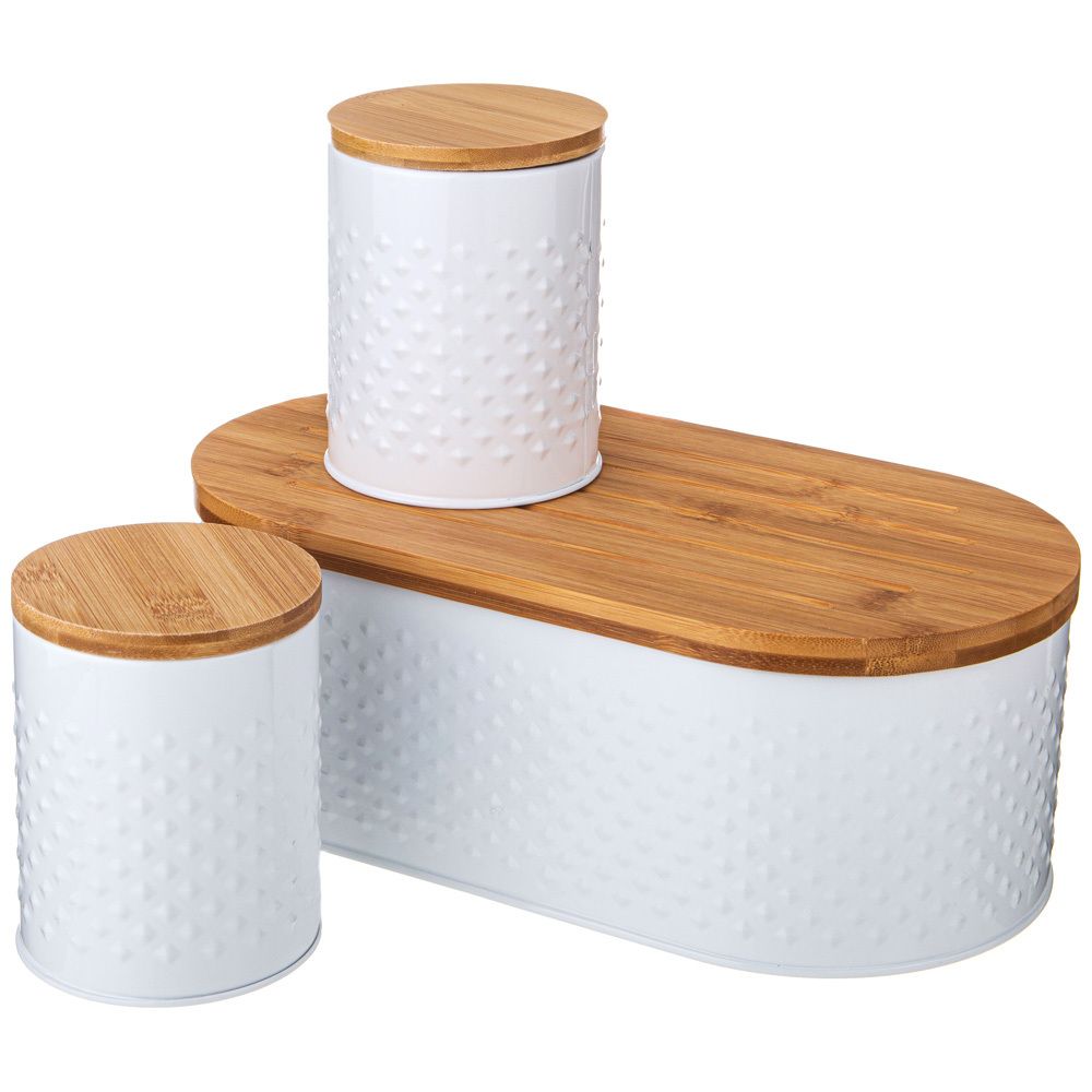 ХЛЕБНИЦА AGNESS 33,8Х18Х12СМ С 2-МЯ БАНКАМИ Д/СЫП. ПРОД. D10СМ, H11СМ, WHITE