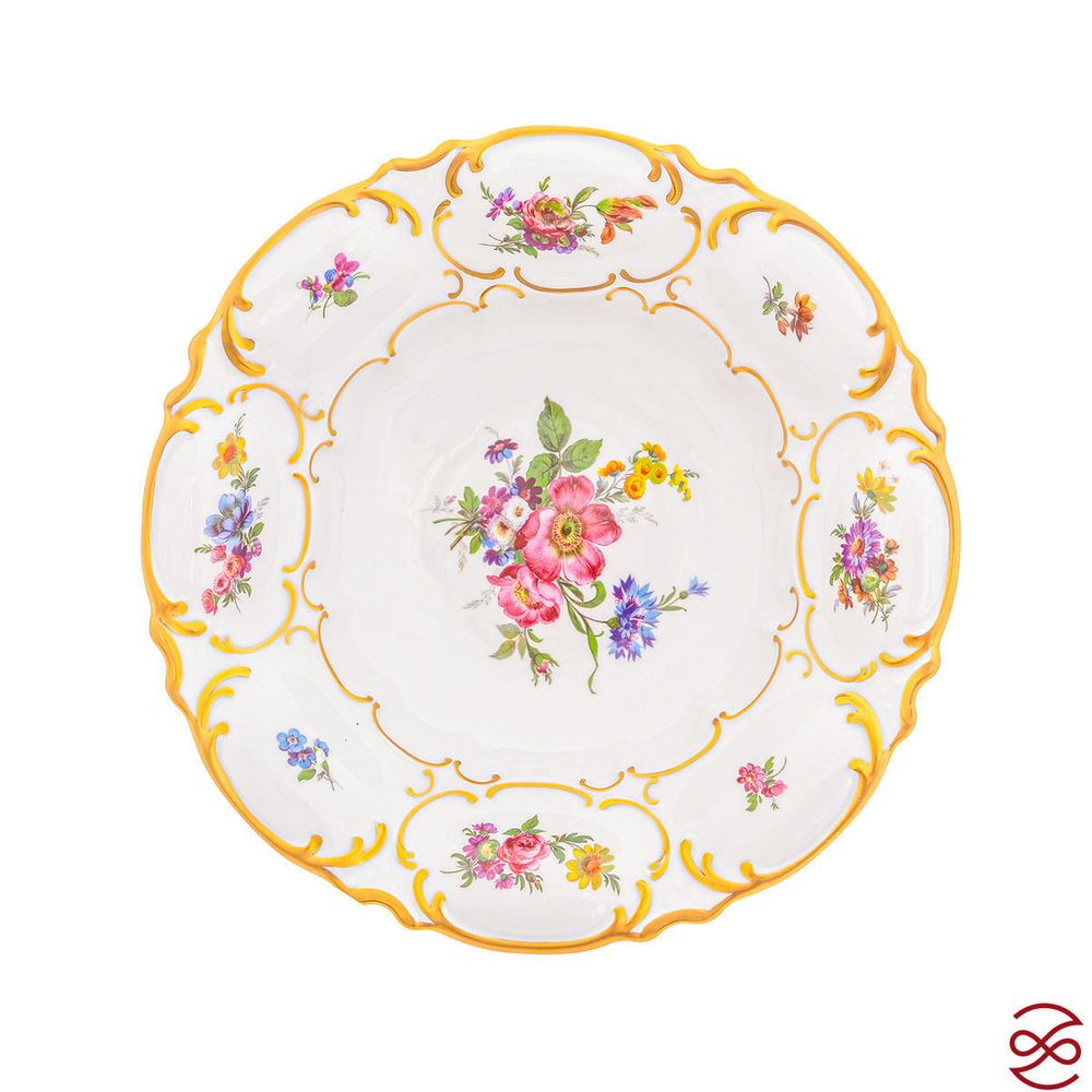 Конфетница на ножке Queen's Crown Мейсенский букет 27см