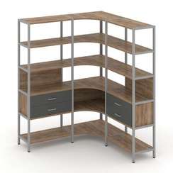 Shelf System Трехсекционный угловой стеллаж пятиярусный с ящиками SN.STMU-531 Дуб Табак/Антрацит/Мет