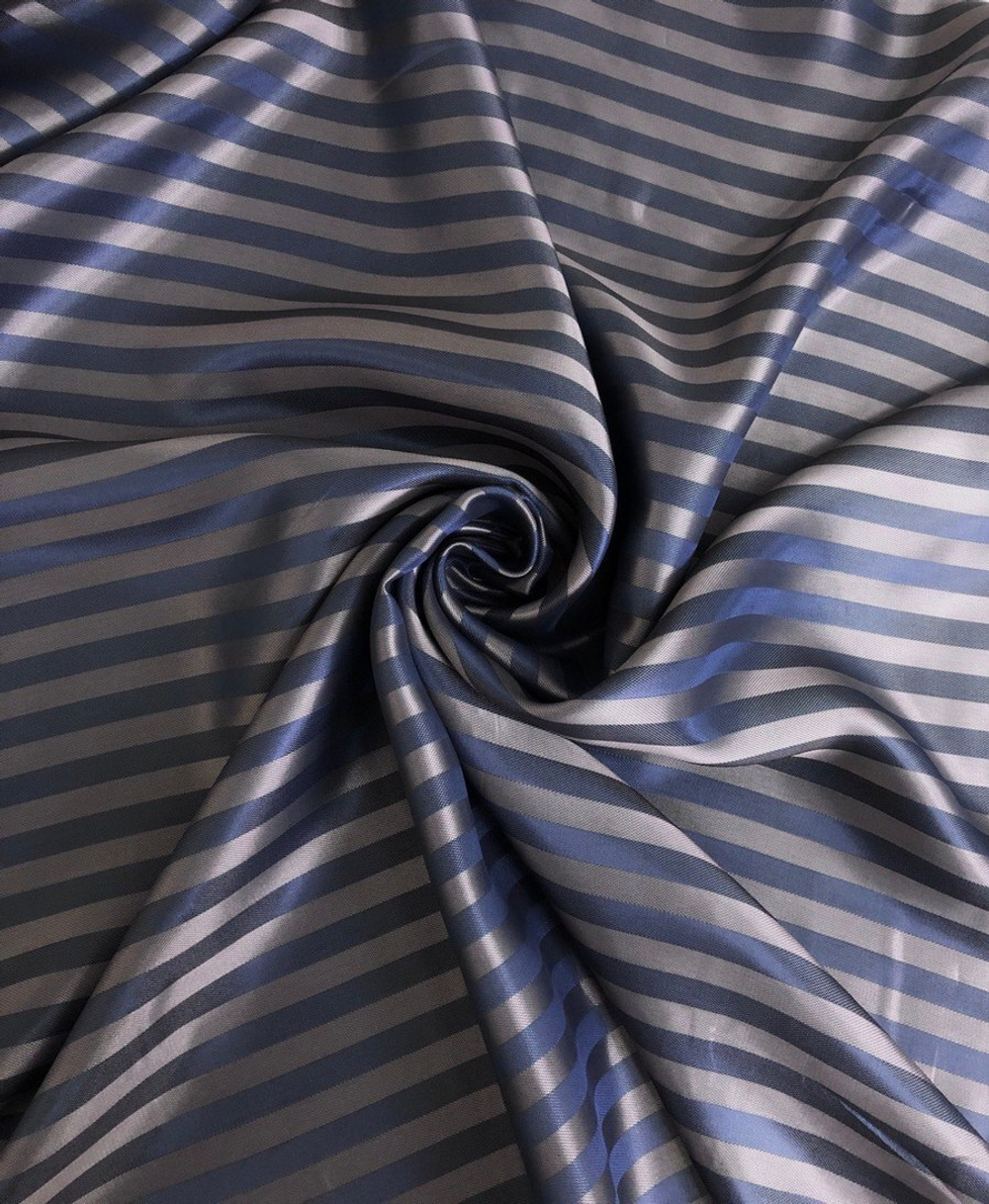 Подклад серый/синий, вискоза, жаккард полоска широкая