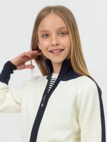 Кардиган на молнии для девочки в школу AT1069 молочный