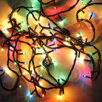 Электрогирлянда м/лампы цвет, 100 ламп, 5м, 8 р.миг., зелен. провод,кор