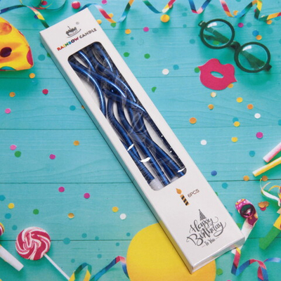 Свечи для торта «Глянцевая волна» 6 шт. 13 см, сапфир