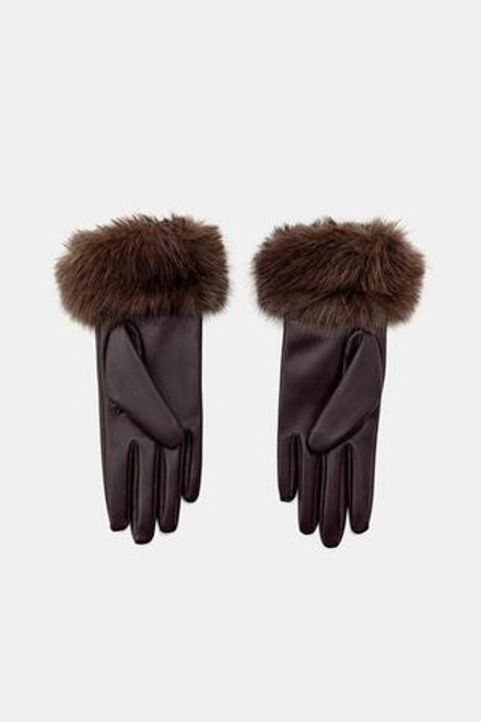 ZARA КОРОТКИЕ ПЕРЧАТКИ ИЗ ИСКУССТВЕННОЙ КОЖИ И МЕХА, КОРИЧНЕВЫЙ