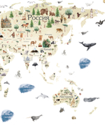 Стикеры КАРТА МИРА акварель со странами