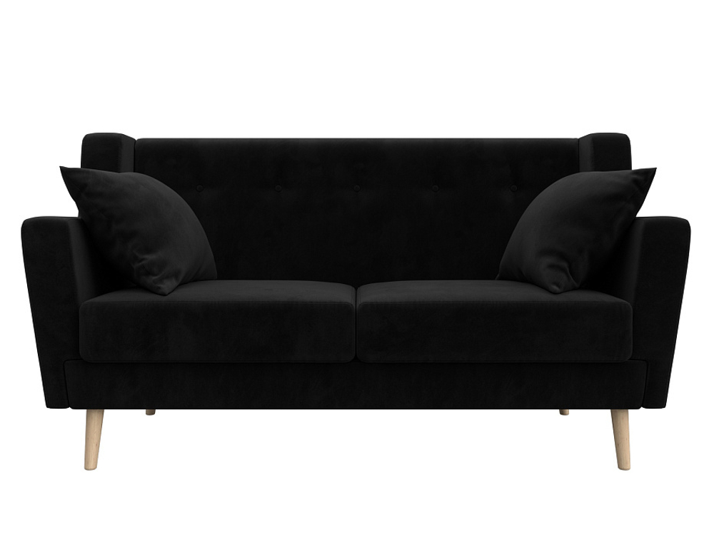 Диван кухонный прямой Брайтон 2, Черный, Велюр, 108921