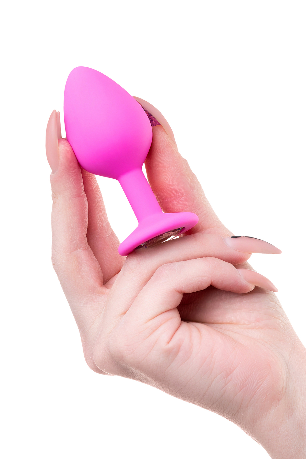 Анальная втулка ToDo by Toyfa розовая с прозрачным кристаллом 8 см