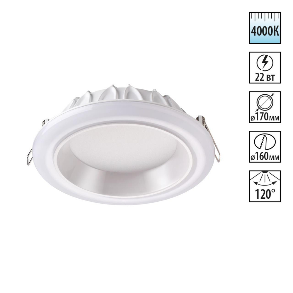 358280 SPOT NT19 495 белый Встраиваемый светильник IP20 LED 4000K 22W 85-265V JOIA