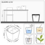 Кашпо Lechuza quadro ls 50см белый блестящий с автополивом