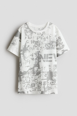 H&M Футболка из хлопка с принтом, белый