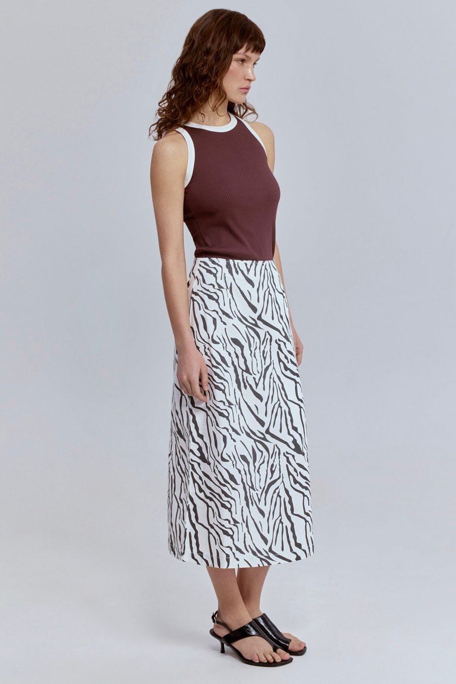 Юбка из легкого денима с анималистичным принтом зебра