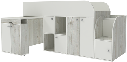 Кровать-чердак КарИВи Малыш 3 Винтерберг Белый