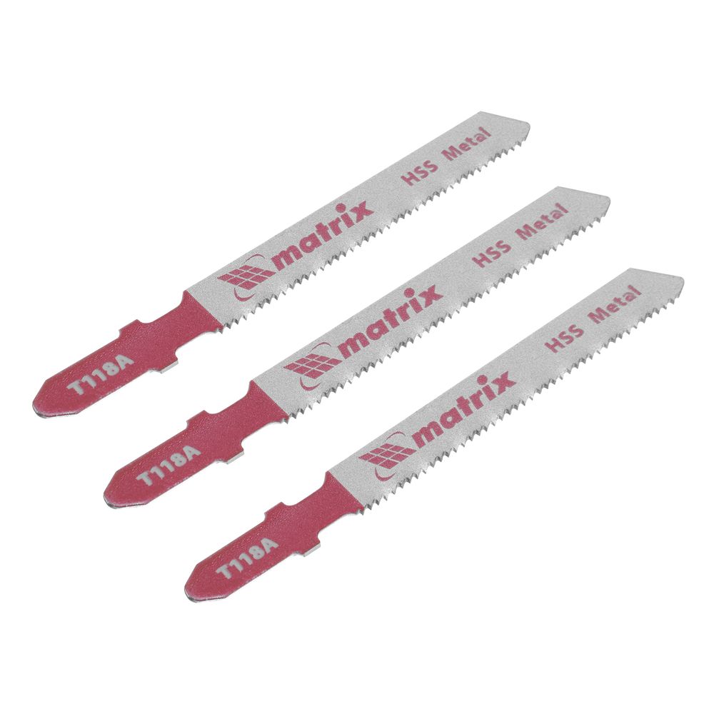Полотна для электро-лобзика по металлу, 3 шт, T118A, 50 х 1.2 мм, HSS Matrix Professional, 78207