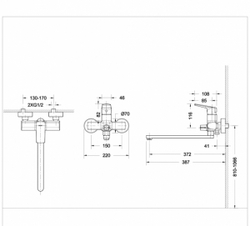 Смеситель для ванны c длинным изливом Bravat Real