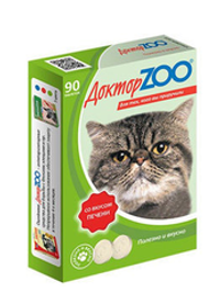 ДОКТОР ZOO 90таб мультивитаминное лакомство для кошек со вкусом печени