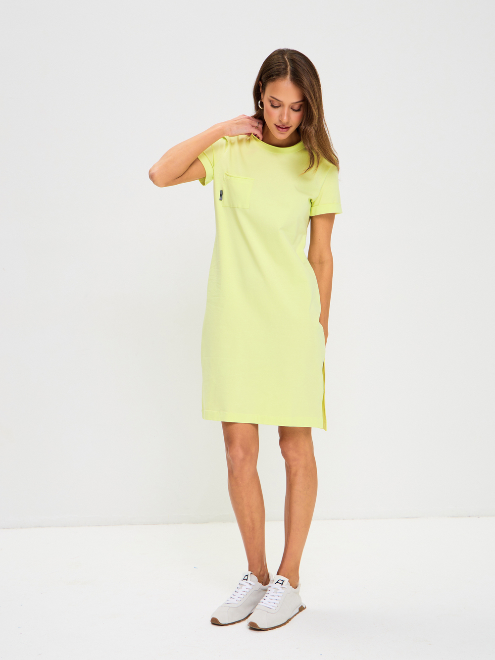 Домашнее платье из трикотажа с карманом