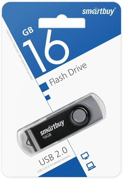 Флешка 16-GB SMART-BUY Twist черный